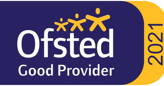 Ofsted logo, text reads good provider 2021
